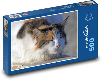 Spiaca mačka - domáce zviera, fúzy - Puzzle 500 dielikov, rozmer 46x30 cm 