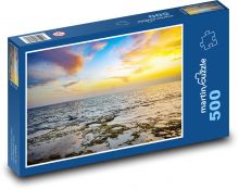 Zachód słońca - chmury, plaża Puzzle 500 elementów - 46x30 cm
