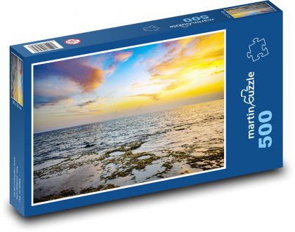 Zachód słońca - chmury, plaża - Puzzle 500 elementów, rozmiar 46x30 cm