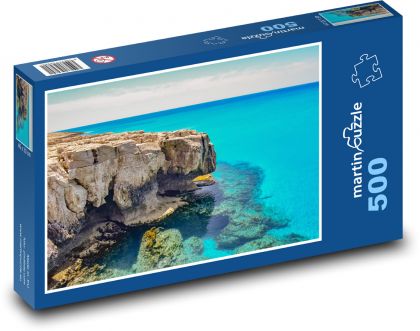Skały przy wybrzeżu - morze, krajobraz - Puzzle 500 elementów, rozmiar 46x30 cm