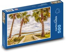 Palm trees in autumn - Cyprus, beach Puzzle of 500 pieces - 46 x 30 cm 