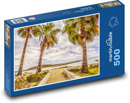 Palm trees in autumn - Cyprus, beach - Puzzle of 500 pieces, size 46x30 cm 