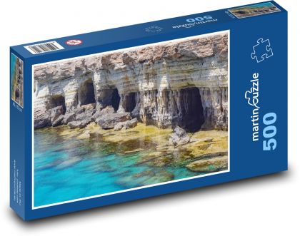 Morské jaskyne - skalnaté pobrežie, erózie - Puzzle 500 dielikov, rozmer 46x30 cm 