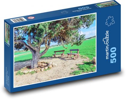 Strom na venkově - park, lavička - Puzzle 500 dílků, rozměr 46x30 cm