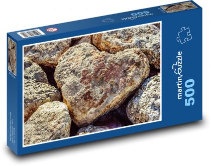 Serce z kamienia - skała, miłość - Puzzle 500 elementów, rozmiar 46x30 cm