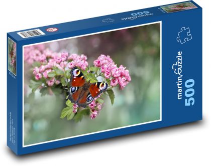 Butterfly on a flower - insects, spring - Puzzle of 500 pieces, size 46x30 cm 