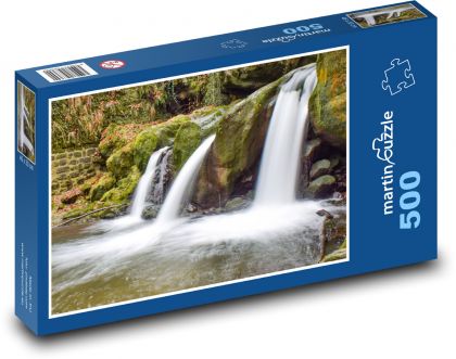 Vodopád - Lucembursko, les - Puzzle 500 dílků, rozměr 46x30 cm