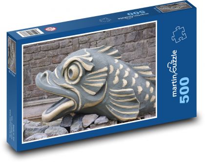 Fish - statue, stone - Puzzle of 500 pieces, size 46x30 cm 