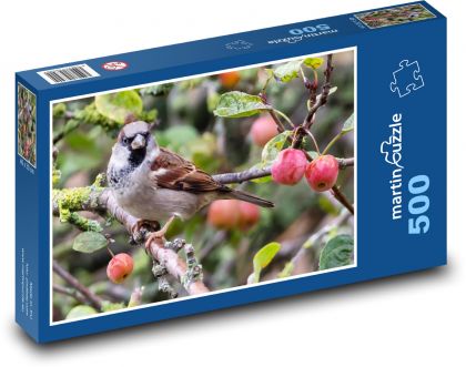 Vrabec na větvi - pták, zvíře - puzzle 500 dílků
