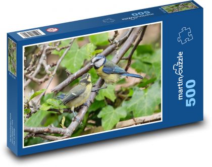 Sýkorka modřinka - pták, strom  - Puzzle 500 dílků, rozměr 46x30 cm