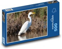 Volavka bílá - jezero, brodivý pták Puzzle 500 - 46x30 cm