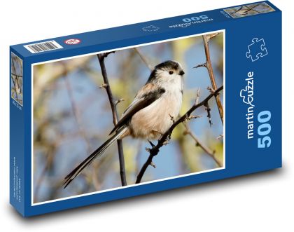 Sýkorka dlouhoocasá - pták, větev - puzzle 500 dílků
