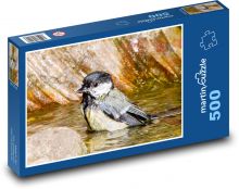 Sýkorka - kúpanie, malý vtáčik Puzzle 500 dielikov - 46 x 30 cm 