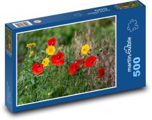 Vlčí mák - květiny, louka Puzzle 500 - 46x30 cm