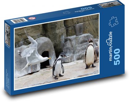 Tučňák - racek, zvířata - Puzzle 500 dílků, rozměr 46x30 cm