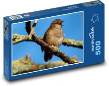 Zaunkönig auf einem Ast - Vogel, Tier Puzzle 500 Teile - 46 x 30 cm