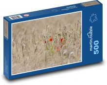 Roter Mohn - Gerstenfeld, Natur Puzzle 500 Teile - 46 x 30 cm
