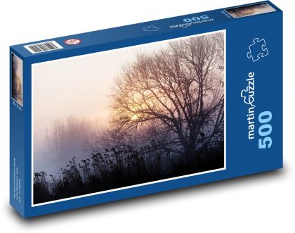 Mlhavé ráno - východ slunce, stromy - Puzzle 500 dílků, rozměr 46x30 cm
