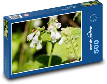 Wild plant - white flowers, spring - Puzzle of 500 pieces, size 46x30 cm 