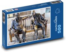 Churchill a Roosevelt - sochy, lavička  Puzzle 500 dílků - 46 x 30 cm