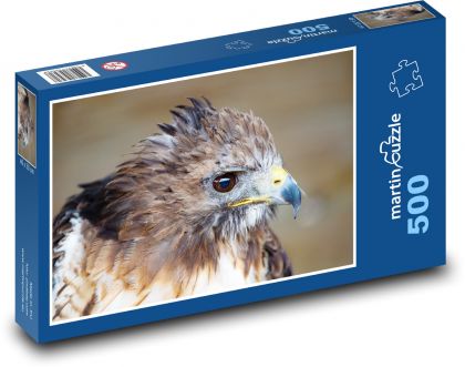 Sokół - drapieżnik, czarne oczy - Puzzle 500 elementów, rozmiar 46x30 cm