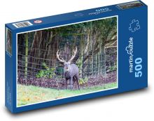 Dzikie jelenie - poroże, las Puzzle 500 elementów - 46x30 cm
