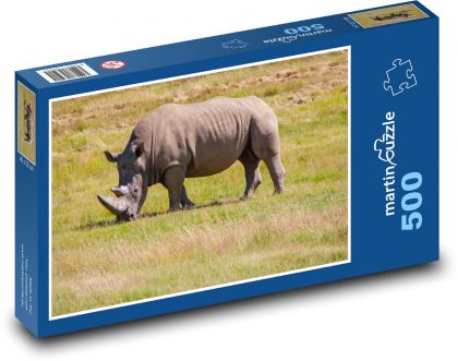 Bílý nosorožec - tuponosý, Afrika - Puzzle 500 dílků, rozměr 46x30 cm