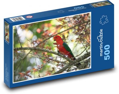 Červený papoušek - pták, strom - Puzzle 500 dílků, rozměr 46x30 cm