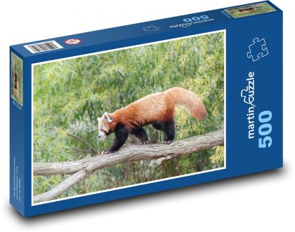 Panda červená - červený medvěd, zvíře - Puzzle 500 dílků, rozměr 46x30 cm