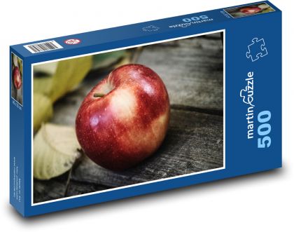 Červené jablko - ovocie, listy - Puzzle 500 dielikov, rozmer 46x30 cm 