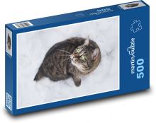 Cat in the snow - pet, winter Puzzle of 500 pieces - 46 x 30 cm