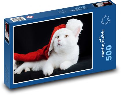 Süße Katze - Weihnachtsmütze, Haustier - Puzzle - 500 Teile
