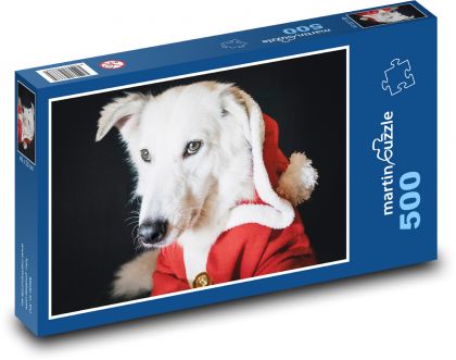 Šteně - vánoční oblek, zvíře - Puzzle 500 dílků, rozměr 46x30 cm
