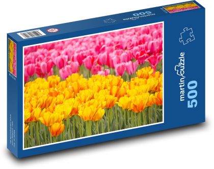 Field of tulips - flowers, garden - Puzzle of 500 pieces, size 46x30 cm 