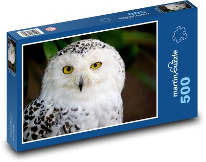 Sova sněžná - bílá sova, pták - Puzzle 500 dílků, rozměr 46x30 cm