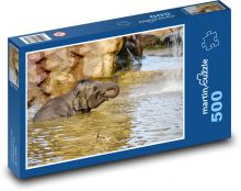 Sloník vo vode - mláďa, slon Puzzle 500 dielikov - 46 x 30 cm 
