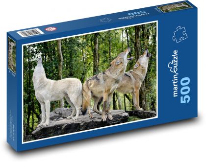 Wilki - wyjące wilki, drapieżniki - Puzzle 500 elementów, rozmiar 46x30 cm