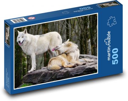 Wilki w lesie - zwierzęta, bestie - Puzzle 500 elementów, rozmiar 46x30 cm