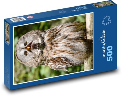 Wielka szara sowa - ptak, drapieżnik - Puzzle 500 elementów, rozmiar 46x30 cm