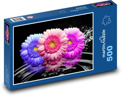 Barevné gerbery - květiny, květy - Puzzle 500 dílků, rozměr 46x30 cm