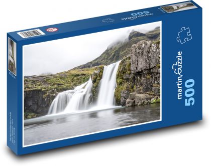 Island - vodopád, řeka - Puzzle 500 dílků, rozměr 46x30 cm