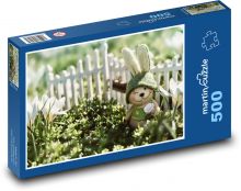 Velikonoční zajíček - krokusy, jaro Puzzle 500 - 46x30 cm