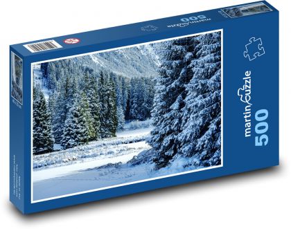 Stromy pod snehom - zima, les - Puzzle 500 dielikov, rozmer 46x30 cm 