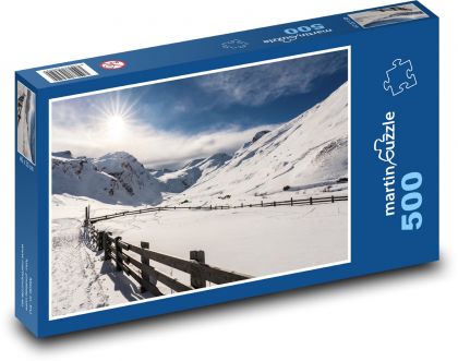 Hory - zimní krajina, sníh - Puzzle 500 dílků, rozměr 46x30 cm