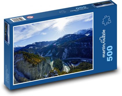 Góry - śnieg, Szwajcaria - Puzzle 500 elementów, rozmiar 46x30 cm