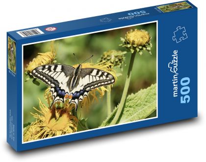 Motýl na květině - opýlení, hmyz - Puzzle 500 dílků, rozměr 46x30 cm