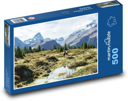Švýcarské hory - krajina, příroda - puzzle 500 dílků