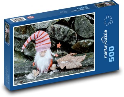 Christmas dwarf - winter, decoration - Puzzle of 500 pieces, size 46x30 cm 