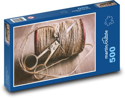Lina - nożyczki, retro - Puzzle 500 elementów, rozmiar 46x30 cm