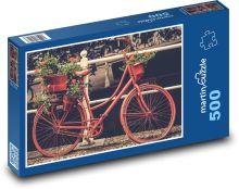 Jízdní kolo - dekorace, květiny Puzzle 500 - 46x30 cm